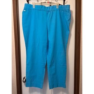 Grace Elements Woman Turquoise Blue Pull On Cropped Pants Plus Size 3X
